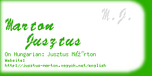 marton jusztus business card